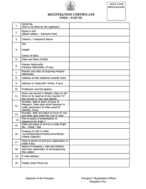 Foreigner Registration Certificate