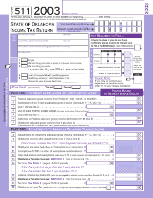 Oklahoma Income Tax Return Form 511