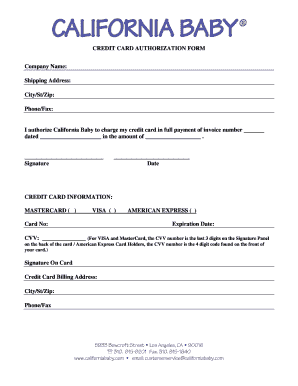 Credit Card Authorization Form