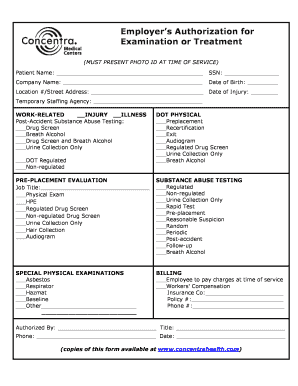 Employer Authorization for Medical Examination