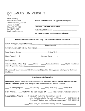 Federal Direct Parent PLUS Loan Request Form