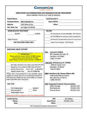 Employer Authorization for Examination or Treatment