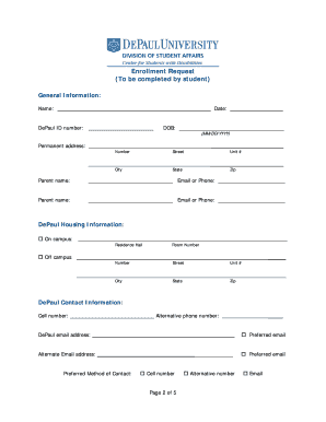 Enrollment Request Form for Students with Disabilities