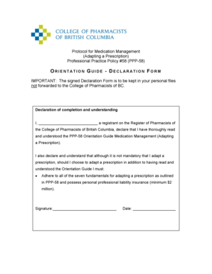 Professional Practice Policy 58 Declaration Form