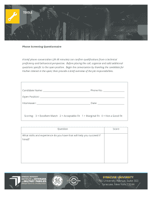 Phone Screening Questionnaire
