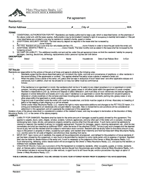 Pet Agreement for Rental Property