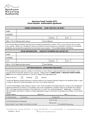 EFT Direct Payment Authorization Agreement