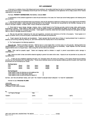 Pet Agreement for Rental Property