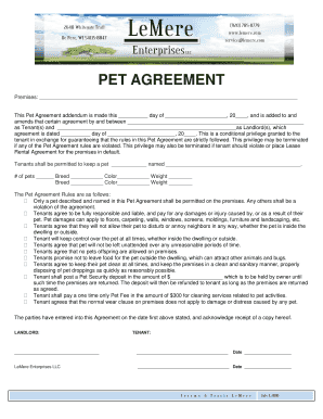 Pet Agreement Addendum