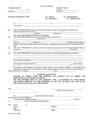 Maine Witness Subpoena