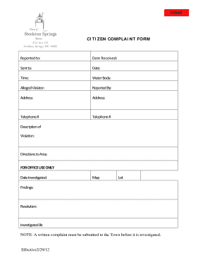 Citizen Complaint Form