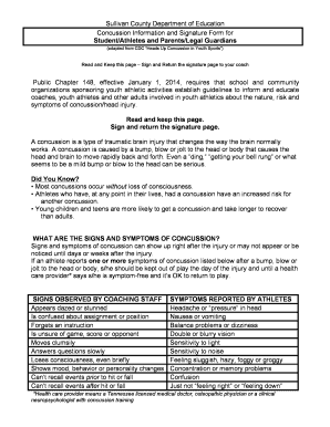 Tennessee Student-Athlete Concussion Form
