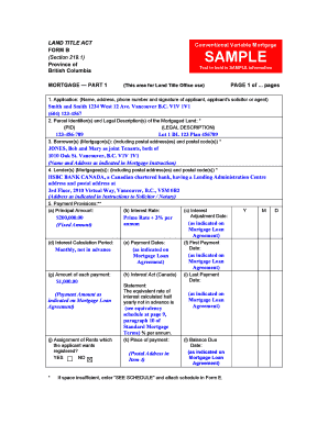 British Columbia Conventional Variable Mortgage Form B