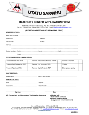Maternity Benefit Application Form