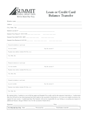 Credit Card Balance Transfer Authorization