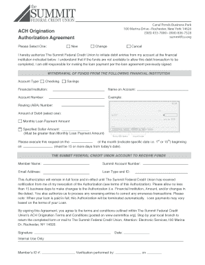 ACH Origination Authorization Agreement