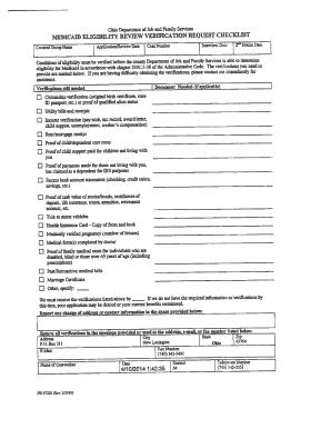 Ohio Medicaid Eligibility Verification Request Checklist