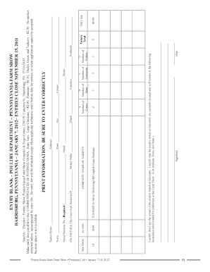 Pennsylvania Poultry Department Entry Form