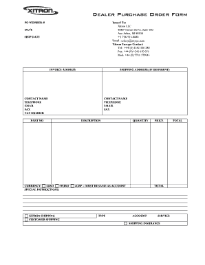 Dealer Purchase Order Form