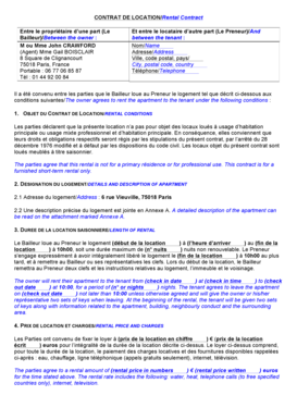 Contrat de location saisonnière