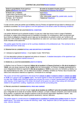 Contrat de location saisonnière