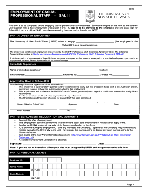 Casual Professional Staff Employment Form