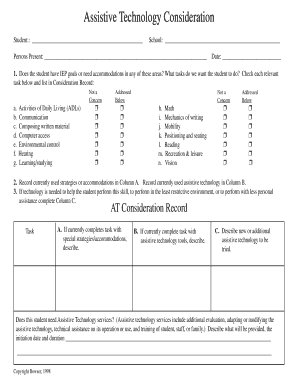 Assistive Technology Consideration Form