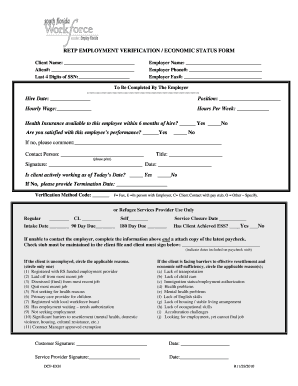 Employment Verification Economic Status Form
