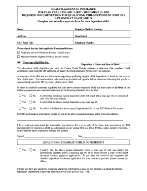 Contra Costa County Dependent Child Eligibility Form
