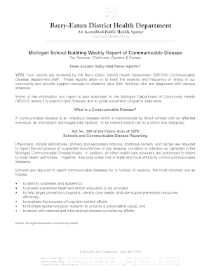 Michigan School Building Weekly Report of Communicable Disease