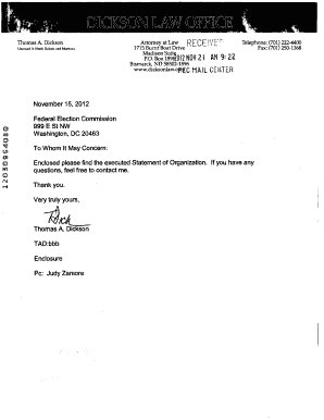 FEC Form 1 Statement of Organization