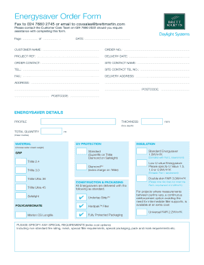 Energysaver Order Form
