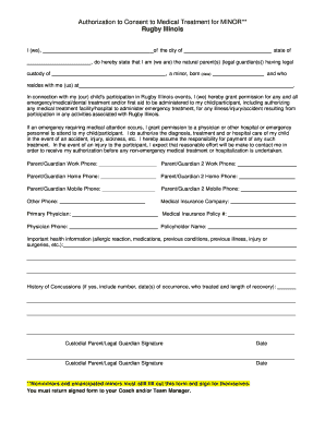 Authorization to Consent to Medical Treatment for MINOR