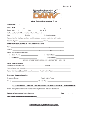 Minor Patient Registration Form