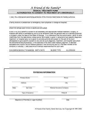 Medical Treatment Authorization Form