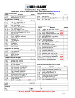Weil-McLain Sales Literature Request Form