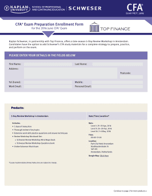 CFA Exam Preparation Enrollment Form