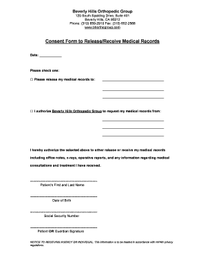 Consent Form to Release Medical Records