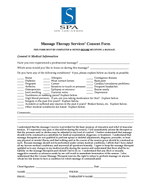 Massage Therapy Services Consent Form