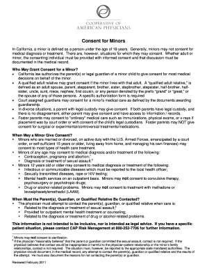 California Minor Medical Consent Form