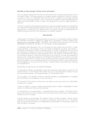 Minor Release Form for Student Media