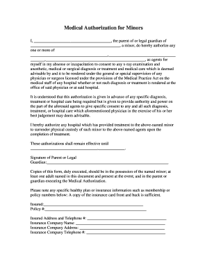 Medical Authorization for Minors