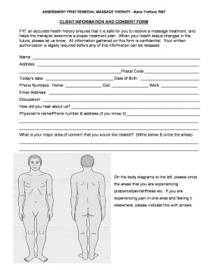 Client Information and Consent Form for Massage Therapy