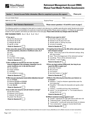 Retirement Management Account Risk Tolerance Questionnaire
