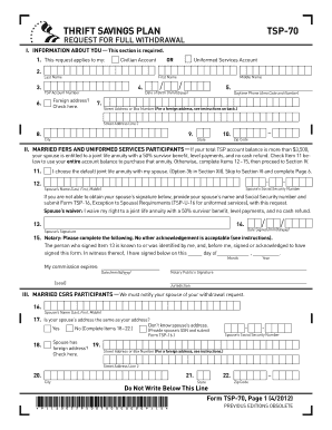 TSP-70 Request for Full Withdrawal
