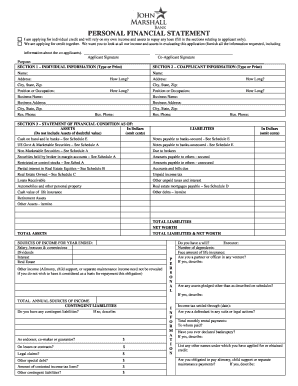 Personal Financial Statement Form