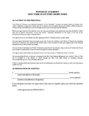 New York Statutory Short Form Power of Attorney