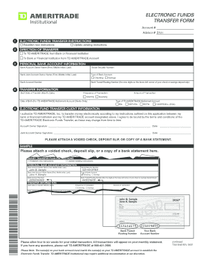 TD Ameritrade Electronic Funds Transfer Form