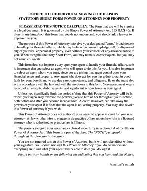 Illinois Statutory Short Form Power of Attorney for Property