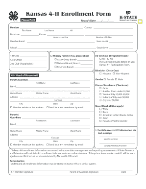 Kansas 4-H Enrollment Form